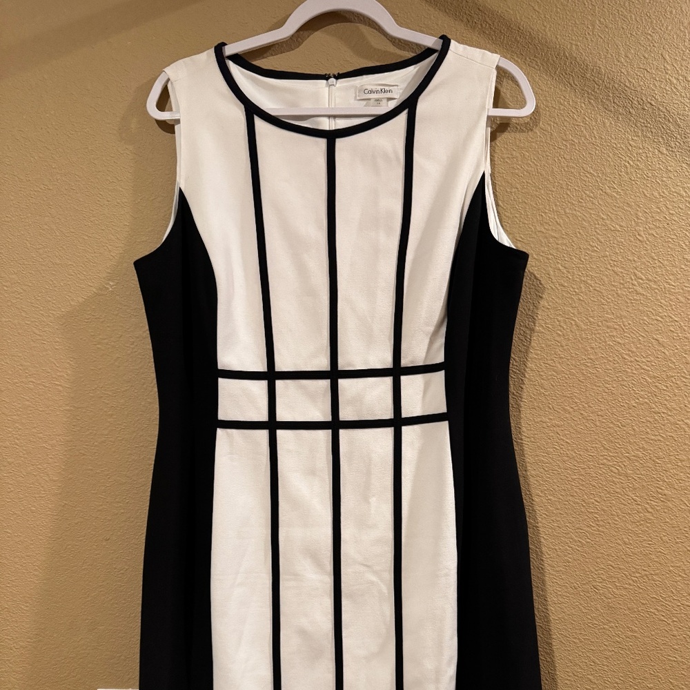 Calvin Klein Black and White Sleeveless Dress